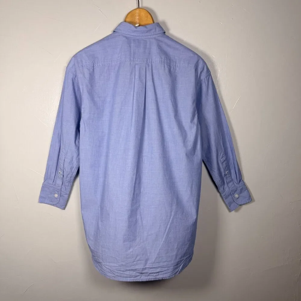 J. Crew Relaxed Fit Blue Long Sleeve Cotton Shirt Size 0P Classic Preppy AY968